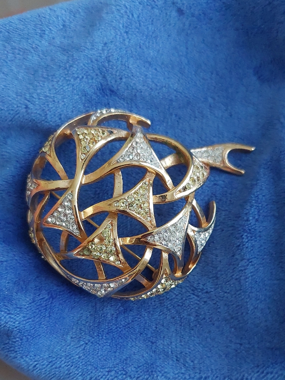 Trifari Vintage Snail Gold-Tone Crystal Brooch